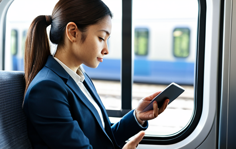A diverse young professional in a modest business casual outfit, fully clothed, focused on a digital tablet screen while commuting on a modern, clean train. The background shows a blurred urban landscape through the window. The scene captures a sense of quiet concentration and productivity, highlighting efficient use of time. Professional photography, natural daylight, soft focus, high resolution, perfect anatomy, correct proportions, well-formed hands, proper finger count, natural body proportions, natural pose. Safe for work, appropriate content, family-friendly.